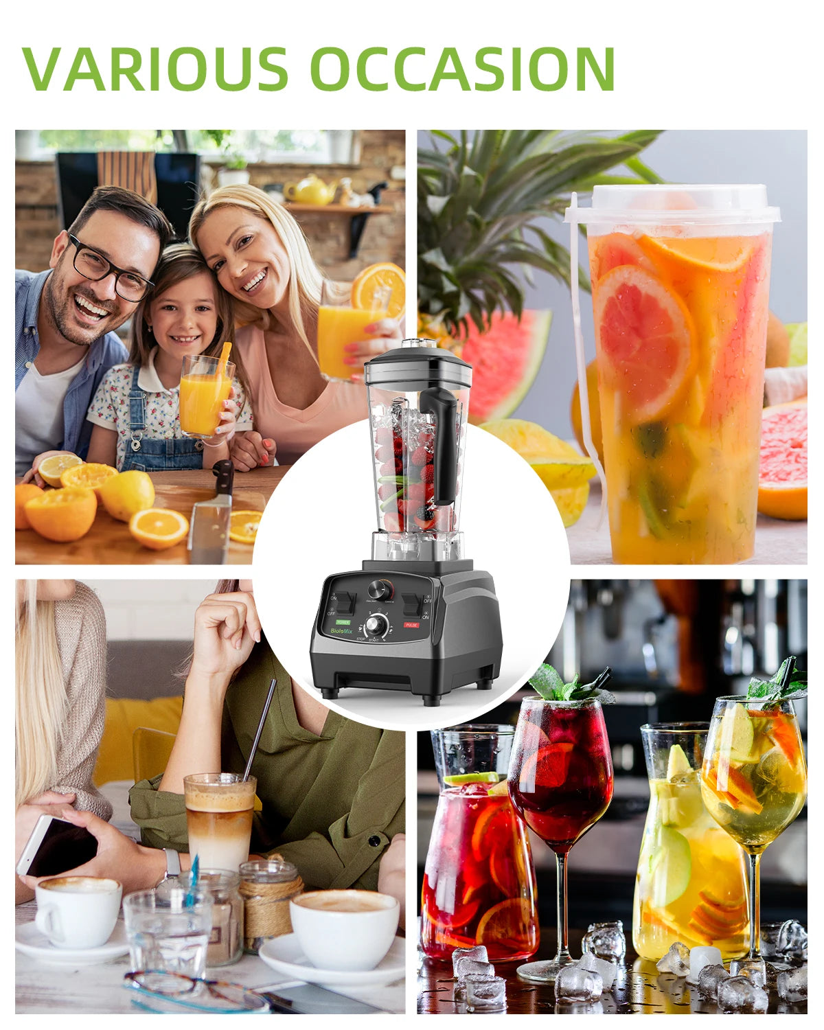 Biolomix 3HP 2200W Heavy Duty Blender Juicer Food Processor