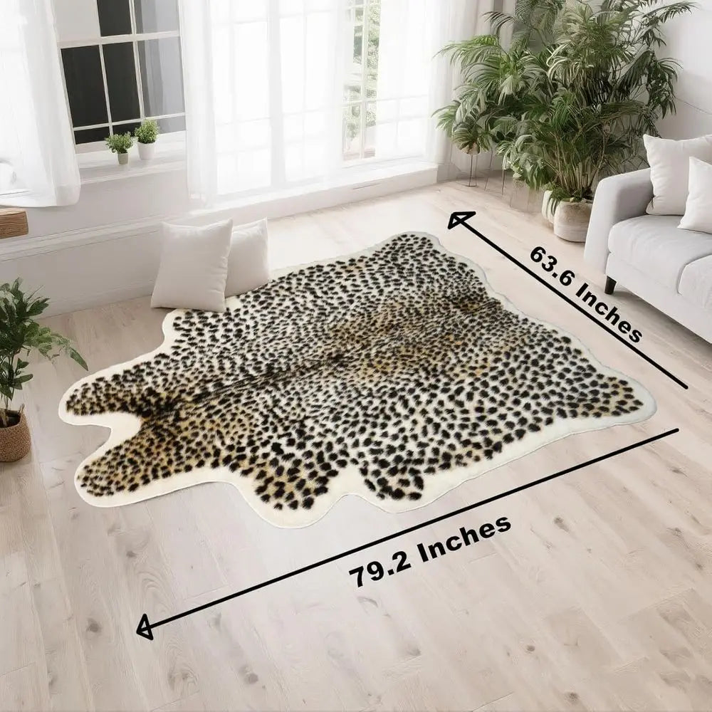 Faux Fur Leopard Print Animal Skin Rug for Home Office