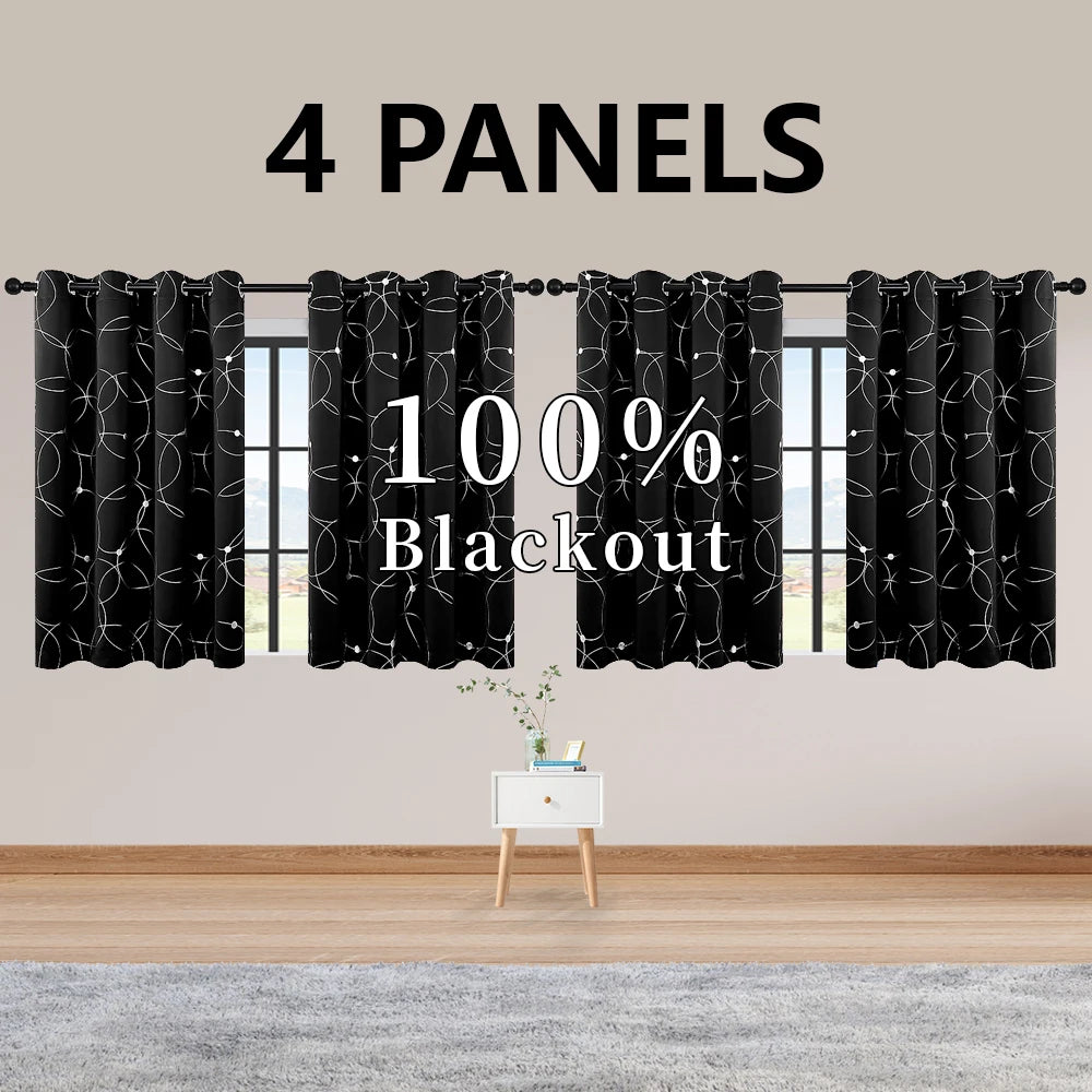 4 Piece Blackout Curtains Grommet Thermal Insulated Room Darkening