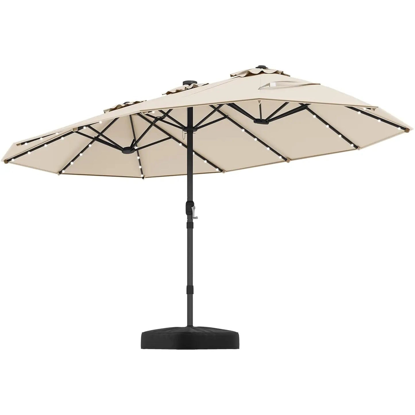 Double Sided Solar Patio Umbrella With LED Lights Outdoor