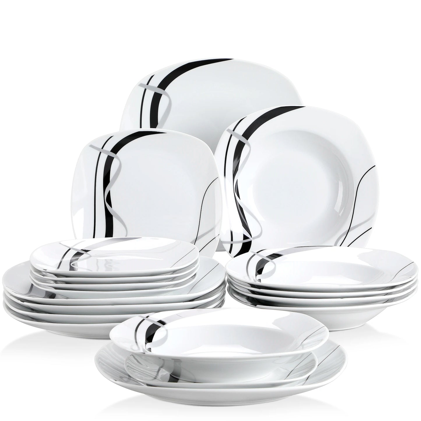 MALACASA Fiona Porcelain Dinnerware Set With Dinner Dessert Soup Plates