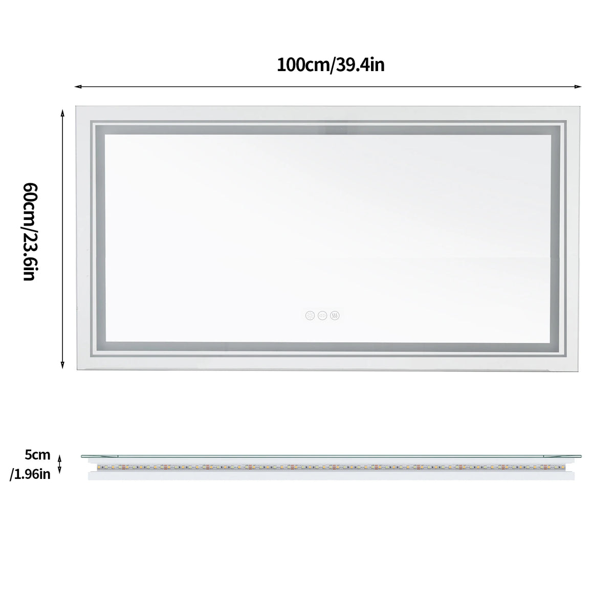 Illuminated LED Bathroom Vanity Mirror With Touch Control