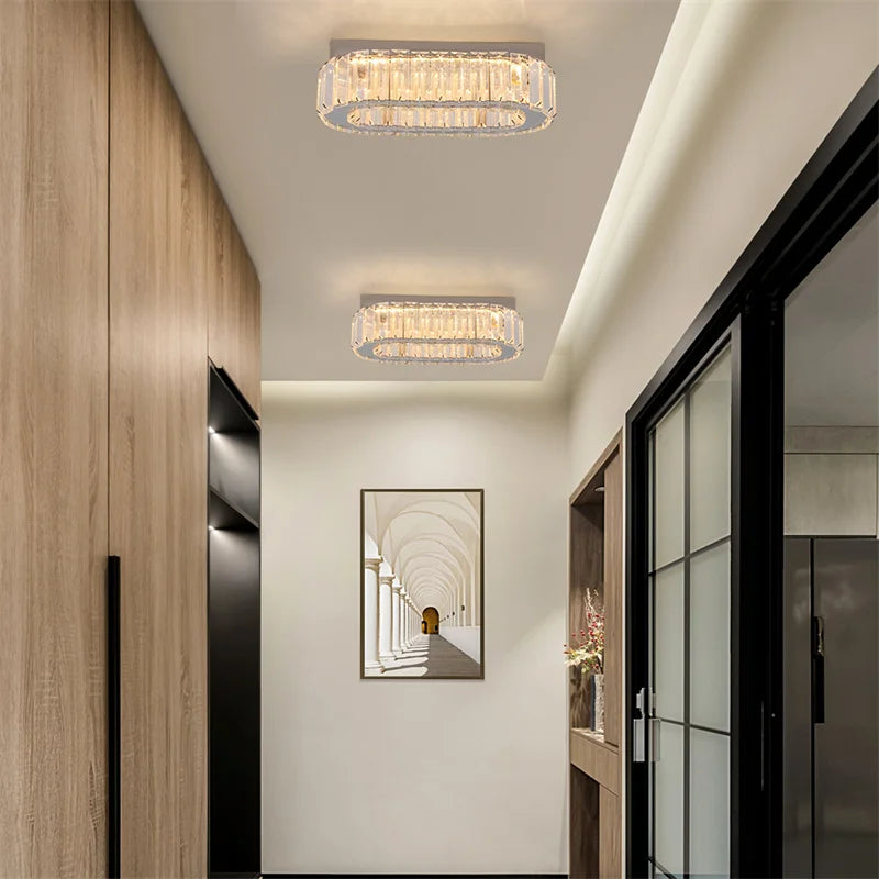 GreeLustr Indoor Crystal Oval Ring Lamp Led Pendant Chandelier
