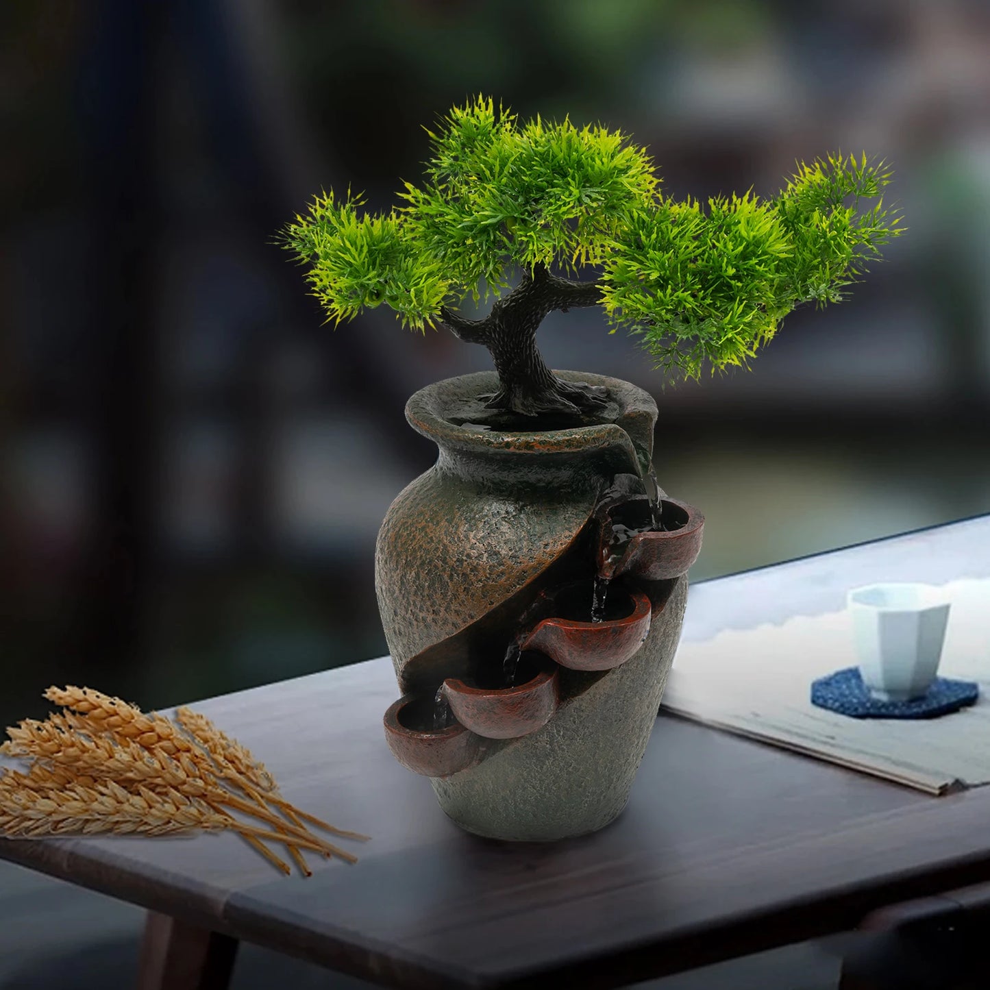 Mini Waterfall Tabletop Fountain Indoor Relaxation Water Feature Home Decoration