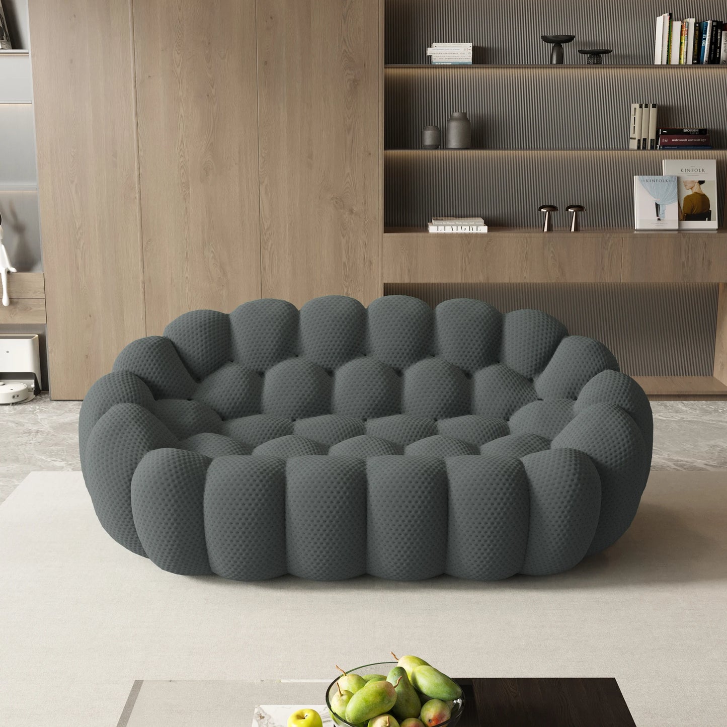 Sdorens Modern Curved Boneless 3D Knitted Fabric Loveseat Sofa
