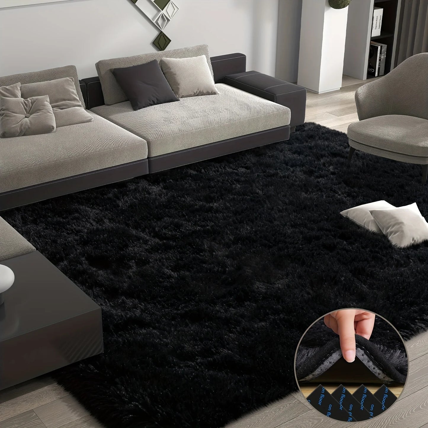 Plush Area Rug Geometric Modern Living Room and Bedroom Decor