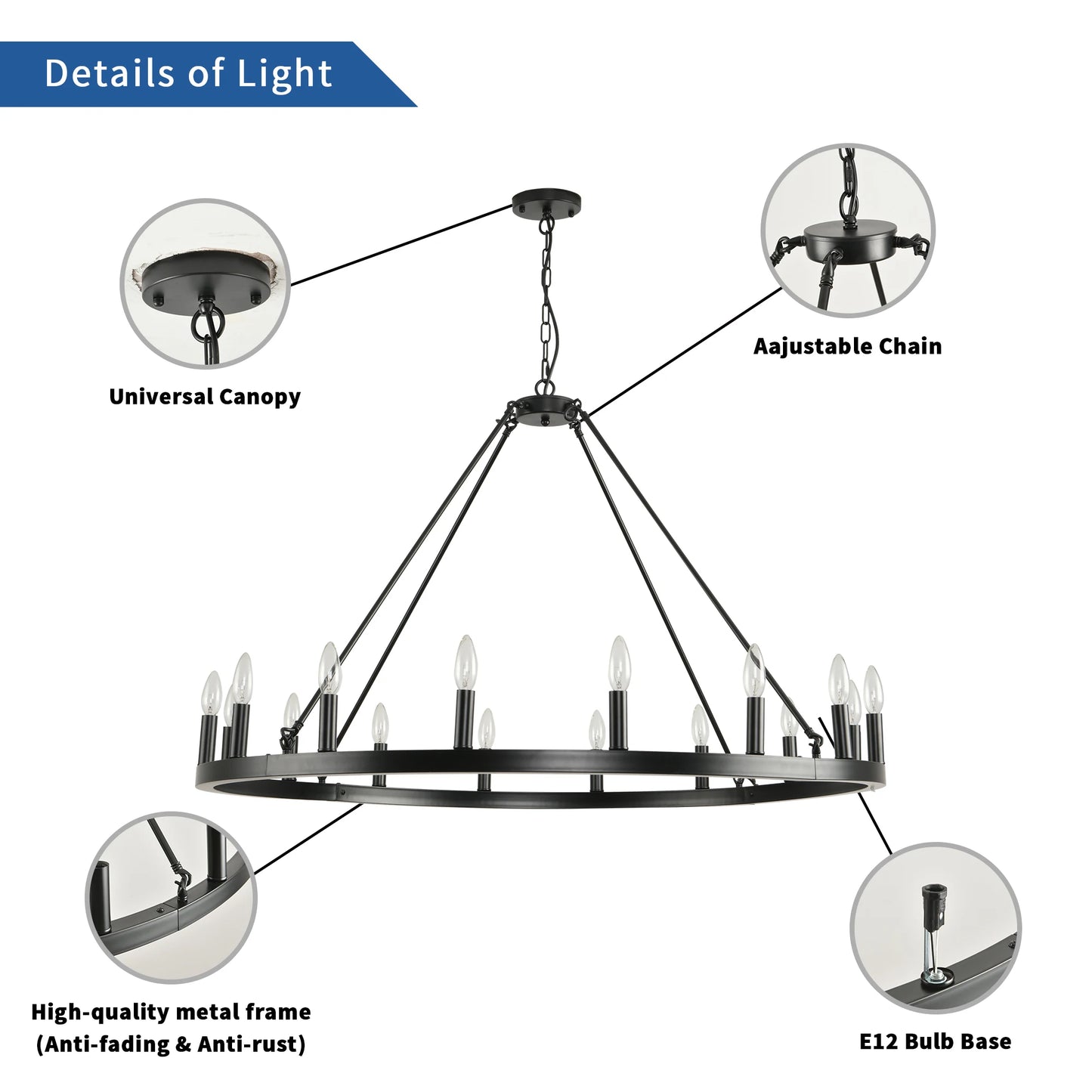 Wagon Wheel Chandelier 16 Light Living Room Modern Rustic Pendant
