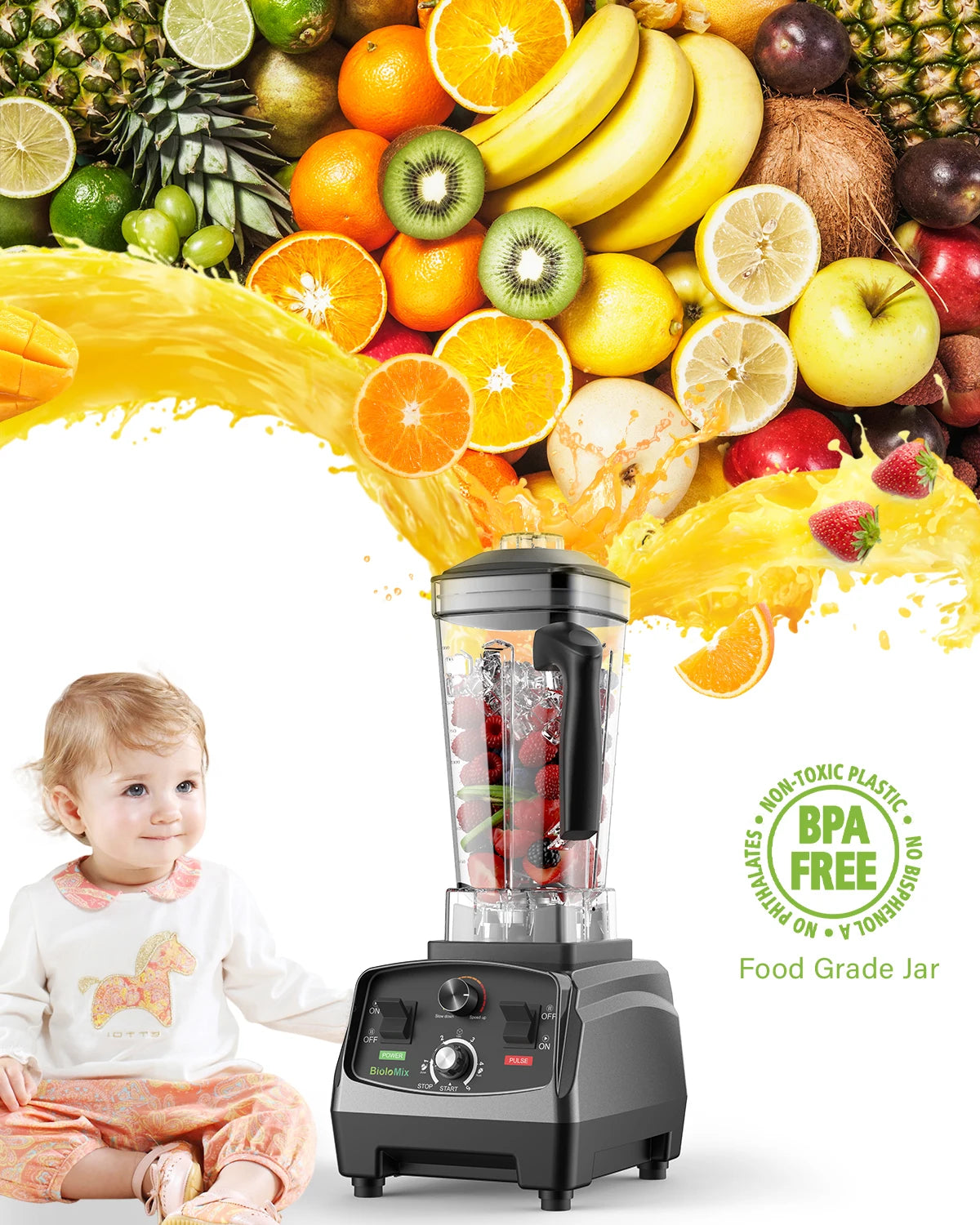Biolomix 3HP 2200W Heavy Duty Blender Juicer Food Processor