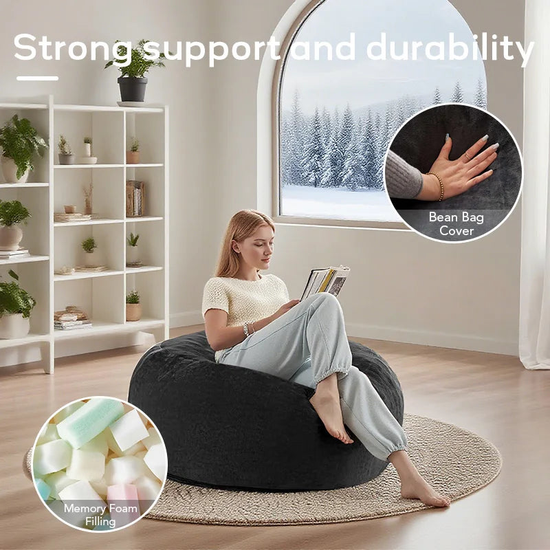 Memory Foam Bean Bag Chair With Soft Microfiber Cover