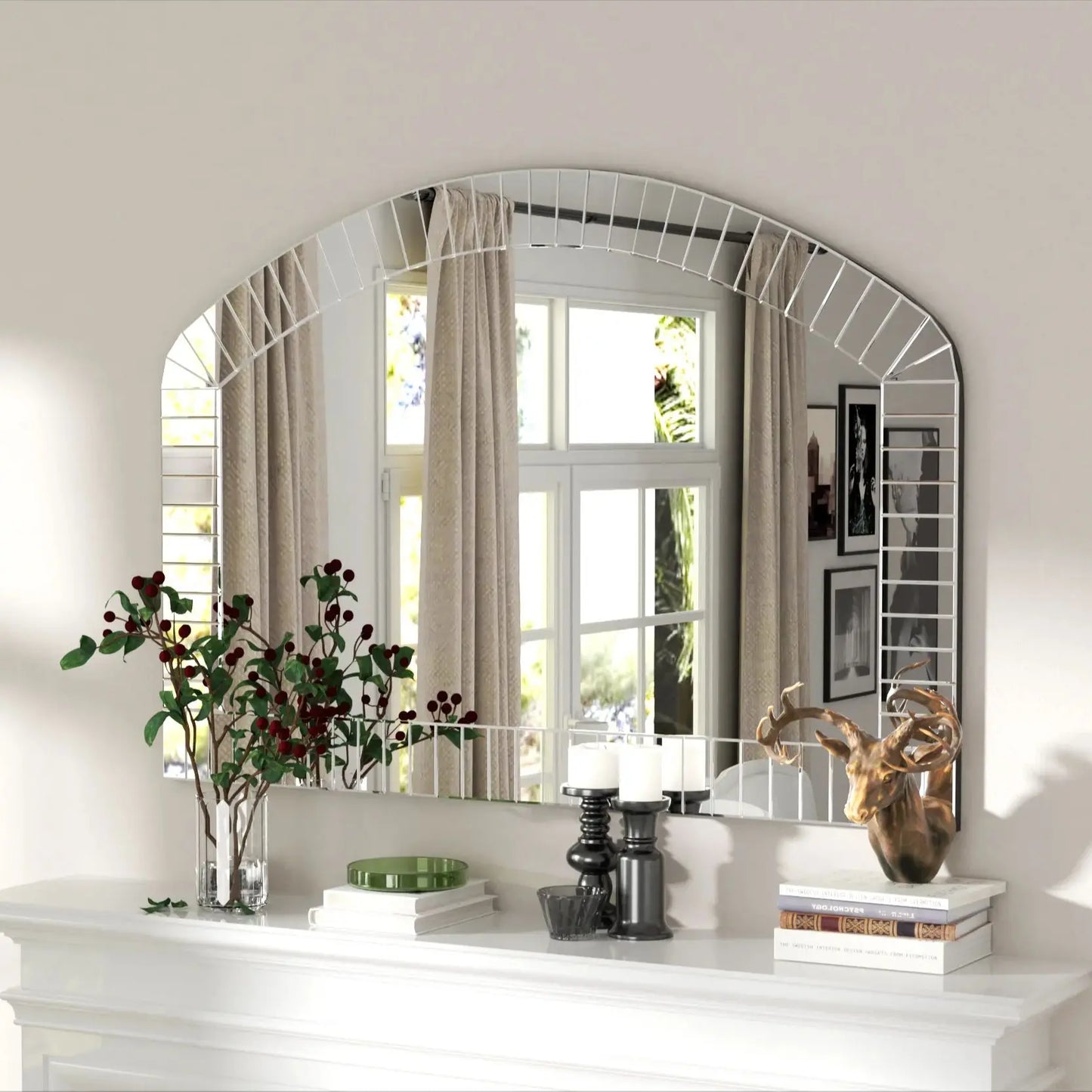 Arched Wall Mirror Venetian Accent With Bling Beveled Edge