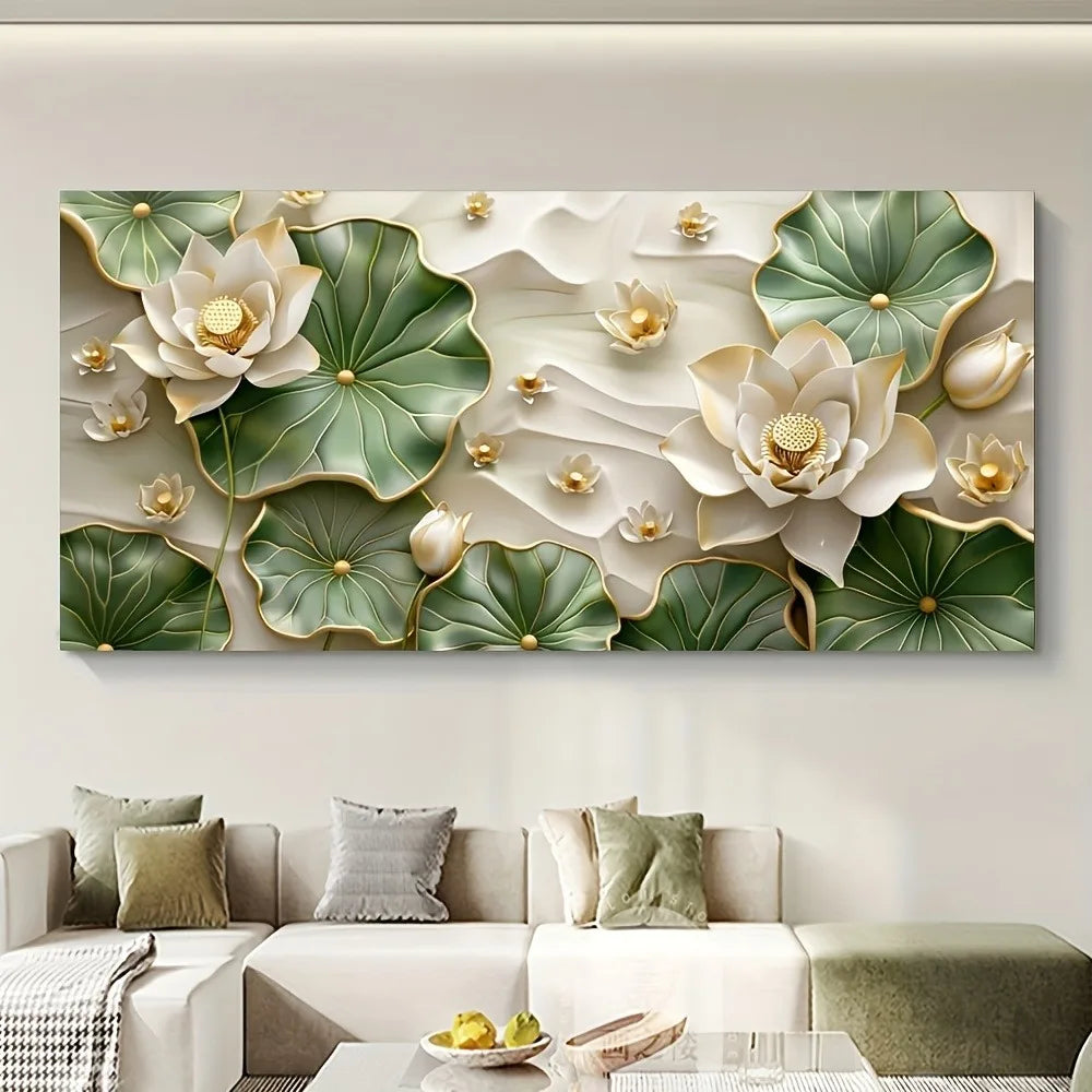 Modern Abstract Lotus Leaf Canvas Art For Living Room Hallway