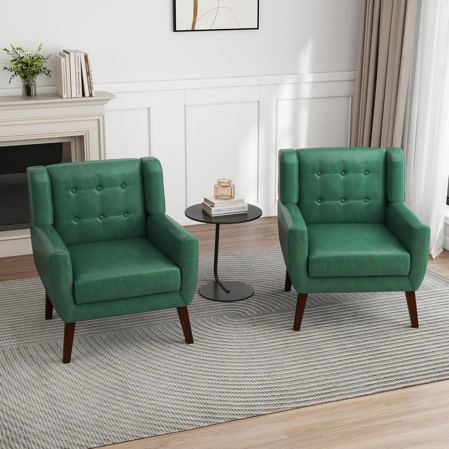 PU Leather Accent Chairs Set Of 2 Modern Armchairs