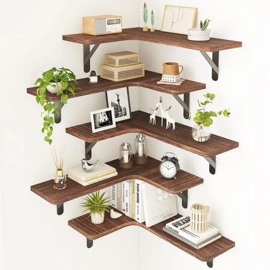 XMSJ Rustic Wood Floating Wall Shelves Corner Shelf