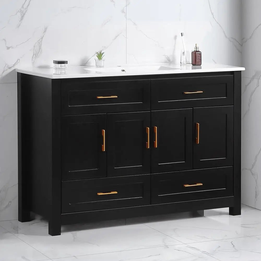 Modern Bathroom Vanity With Sink And Four Drawers Storage Cabinet