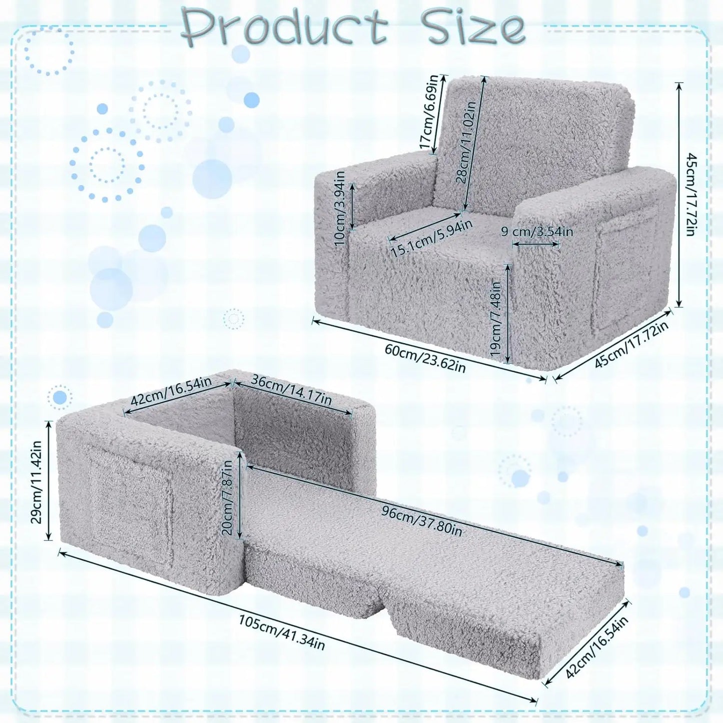 Toddler Couch 2-In-1 Convertible Sofa Lounger