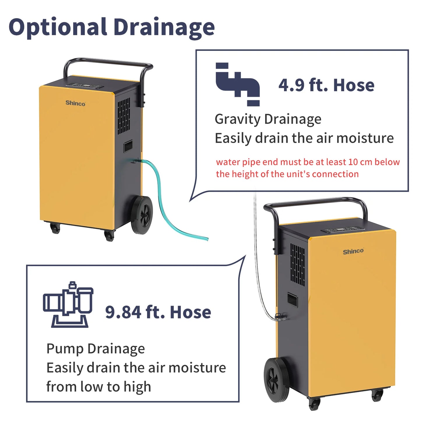 Shinco 200 Pint Commercial Dehumidifier With Pump for Crawl Spaces