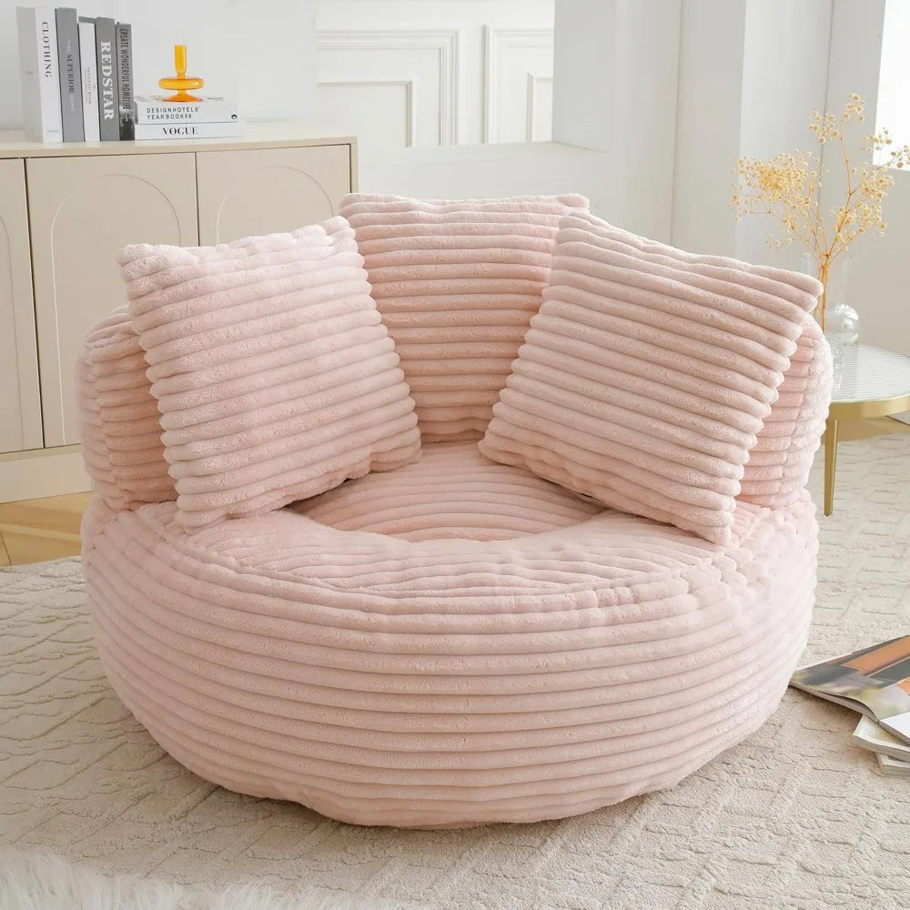 Bean Bag Chair With Armrests Corduroy Fabric 3 Pillows Living Room