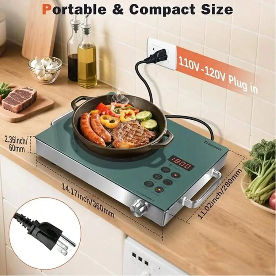 XMSJ Electric Cooktop One Burner Portable Ceramic 1800W
