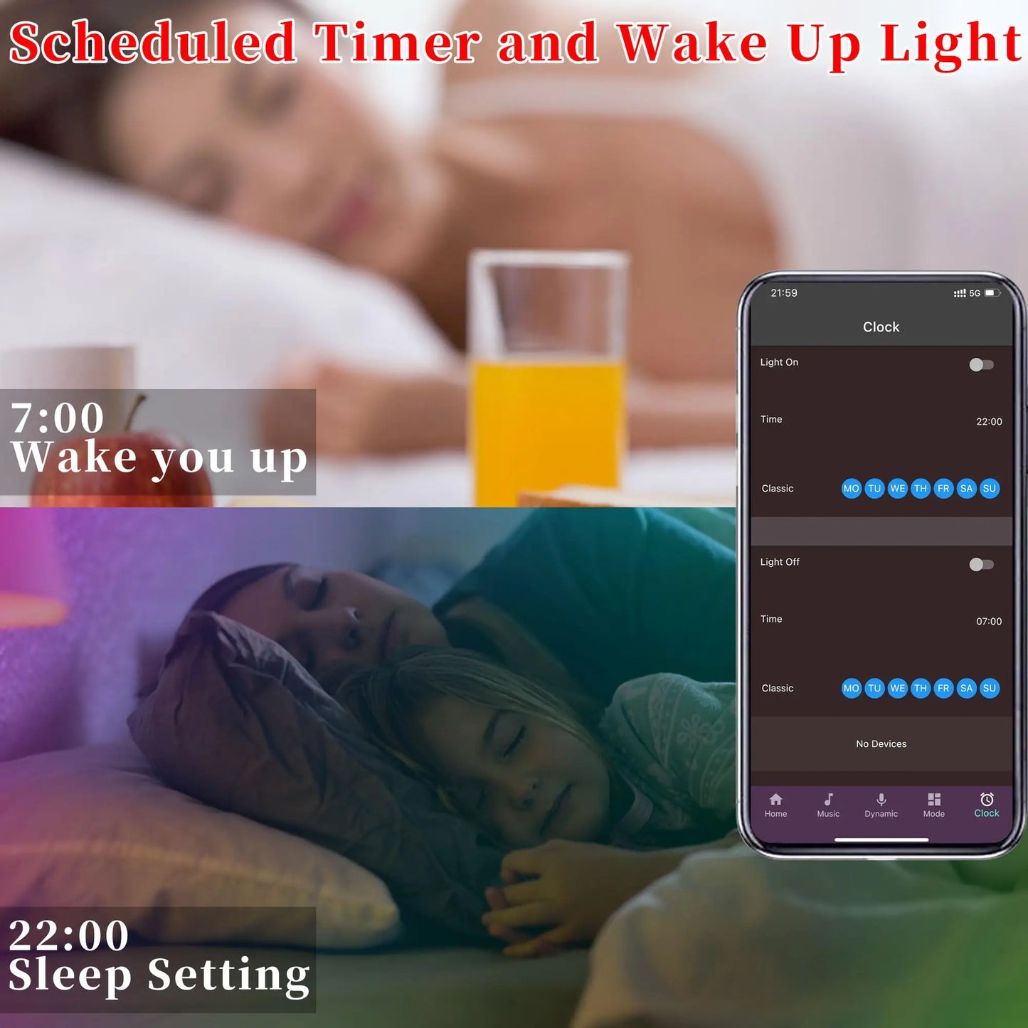 RGB LED Strip Lights With Music Sync Remote And App