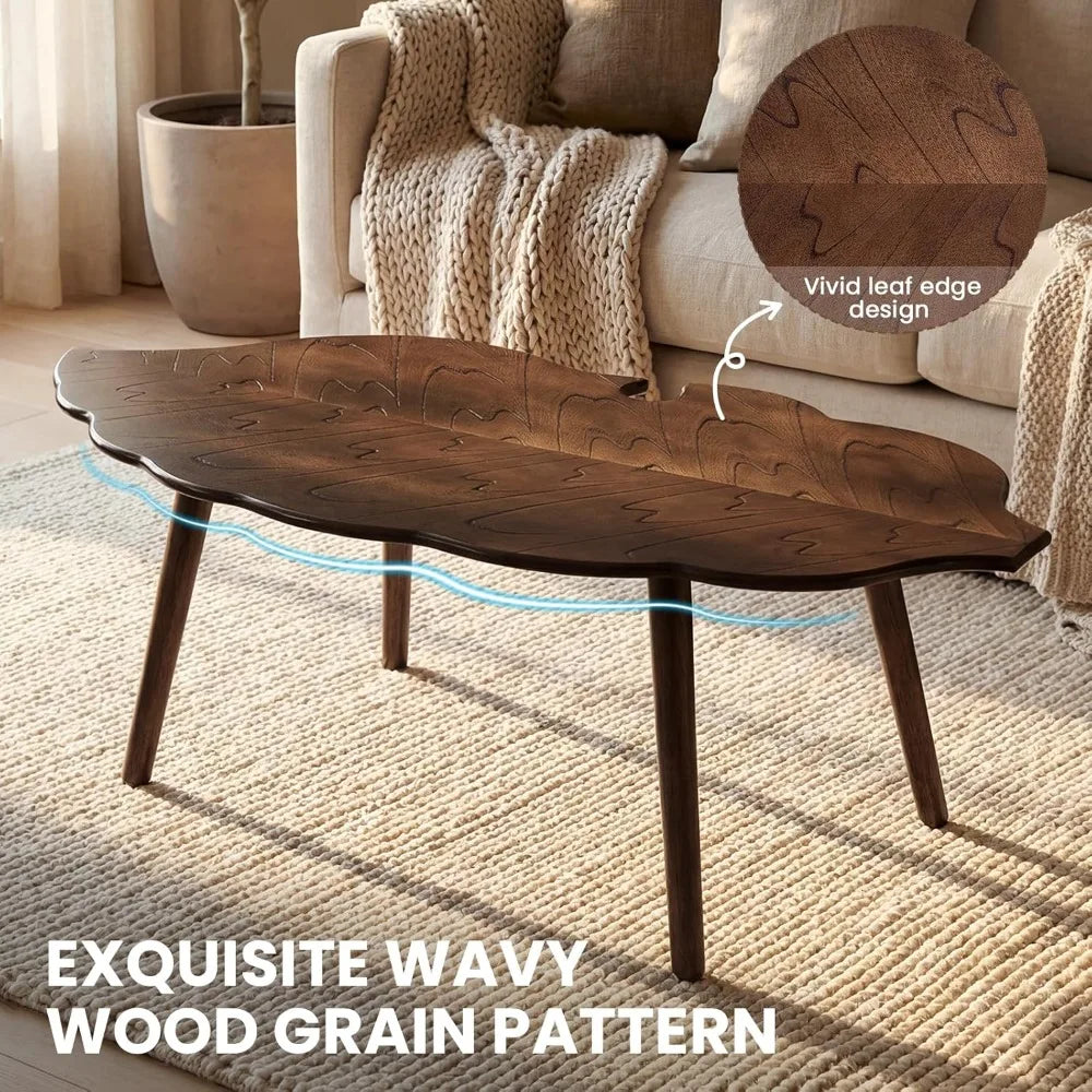 Mid Century Modern Leaf Coffee Table In Solid Walnut Wood