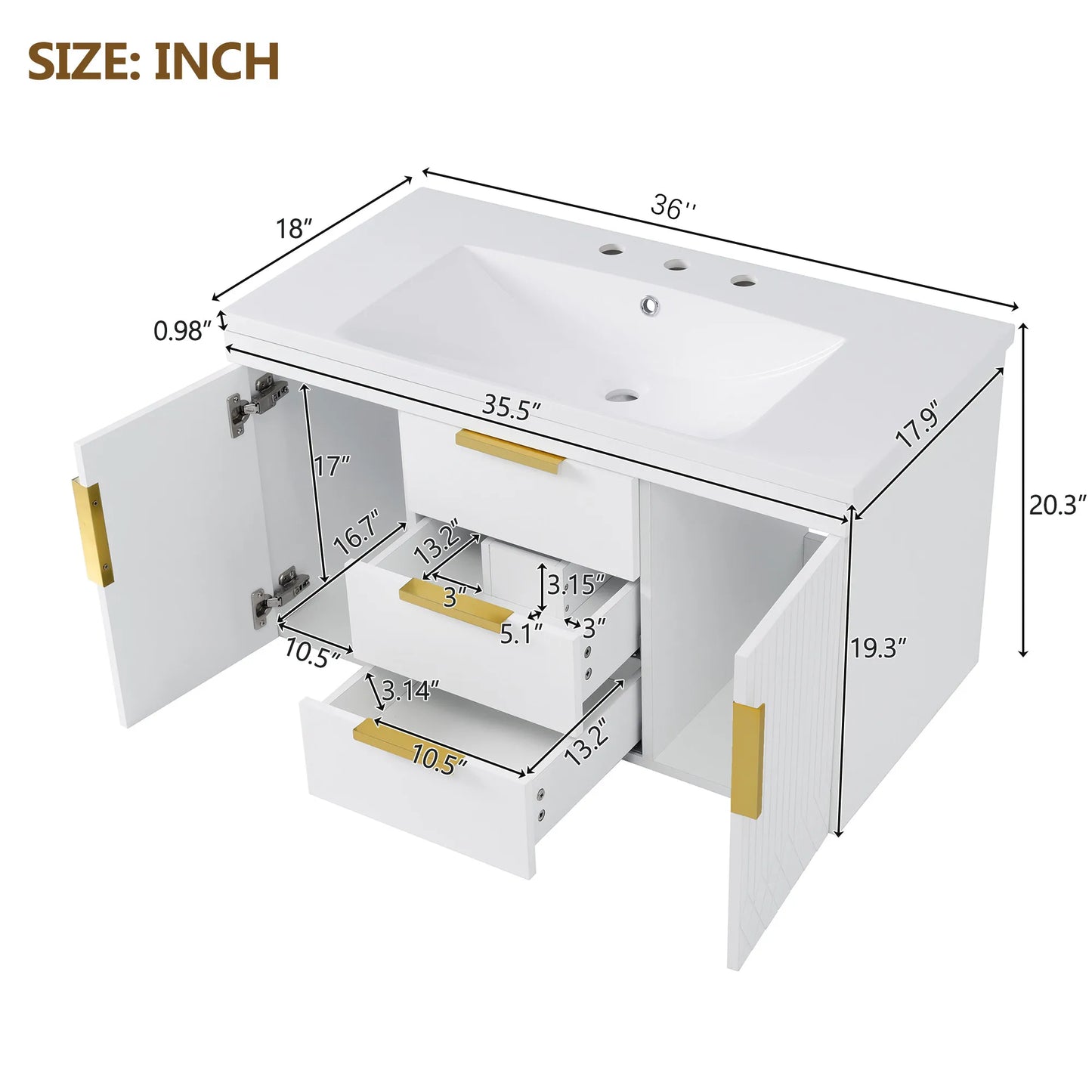 Sh.Kl Wall Mounted Vanity With Sink And Two Drawers