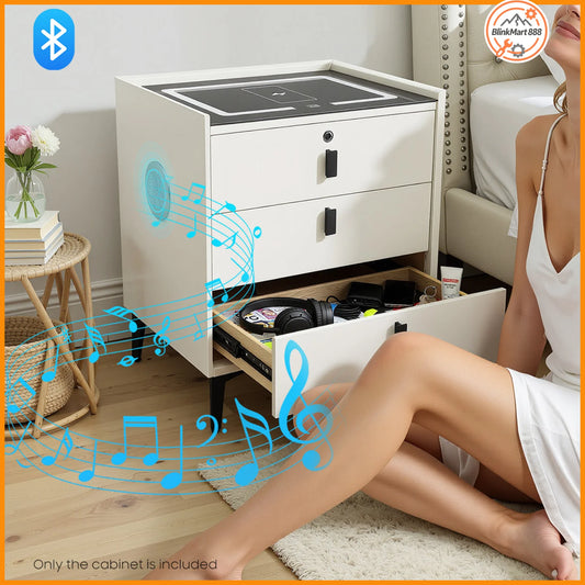 Bymaocar Smart Nightstand With Fingerprint Lock And Wireless Charging