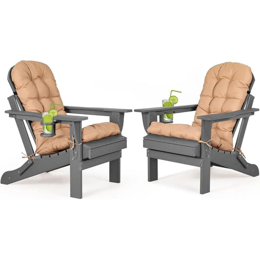 Adirondack Chairs Cushions Cup Holder HDPE Outdoor Patio