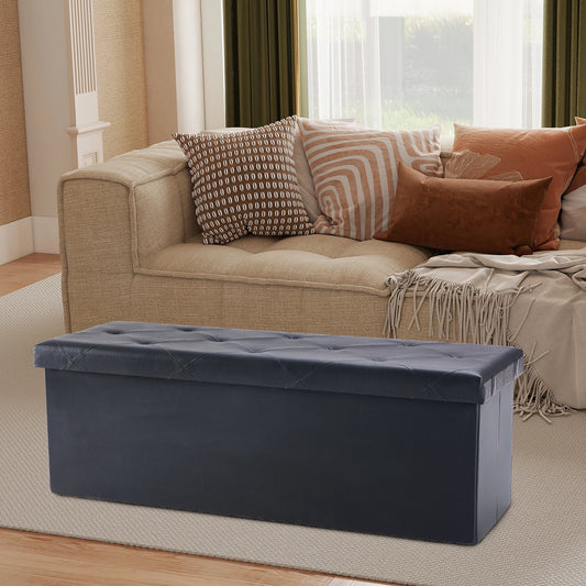 JHK Leather Premium Storage Ottoman Bench for Living Room