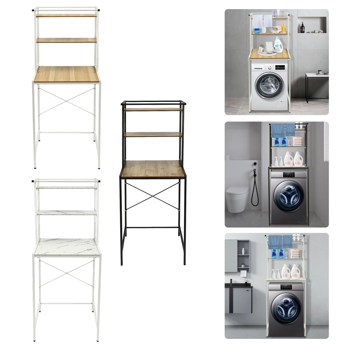 Bymaocar 3 Tier Washer And Dryer Shelving Storage Rack For Laundry