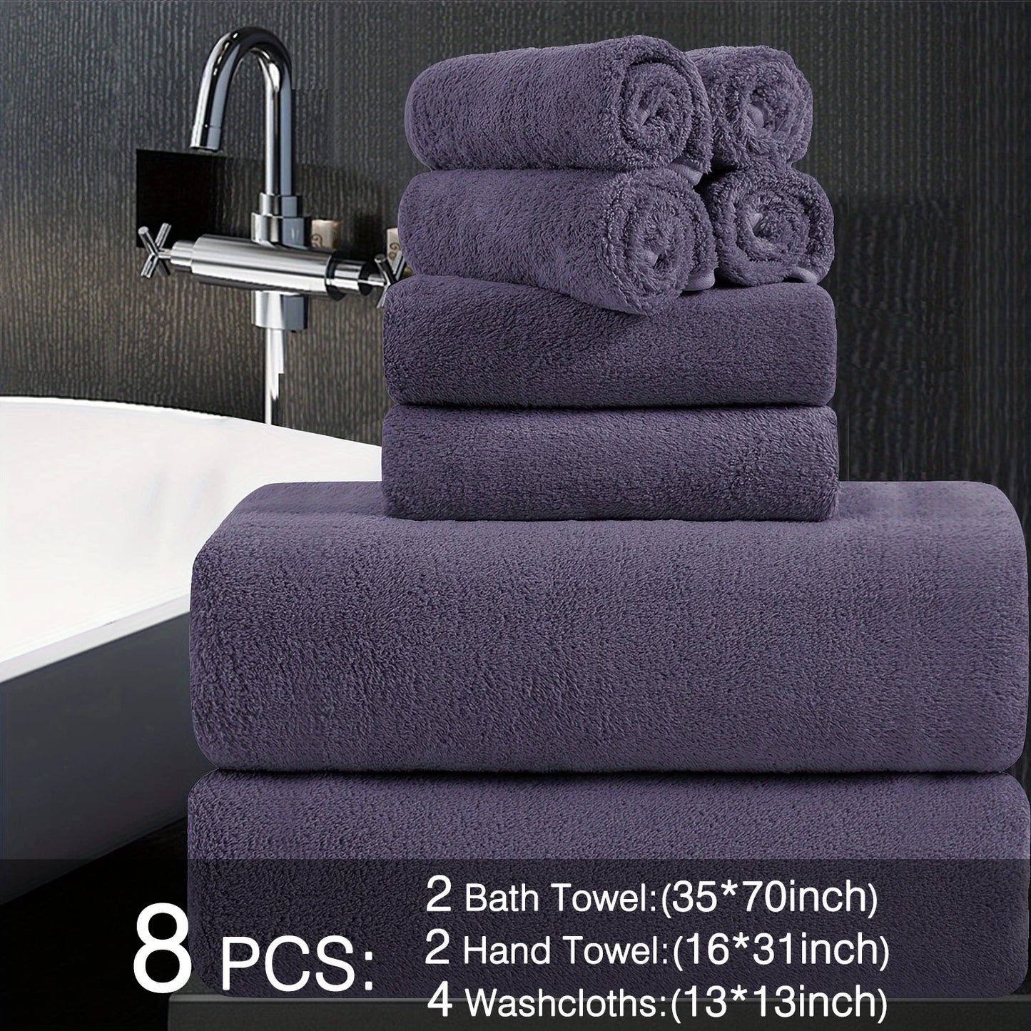 Belista Bath Towels Set 100 Percent Polyester Absorbent Machine Washable