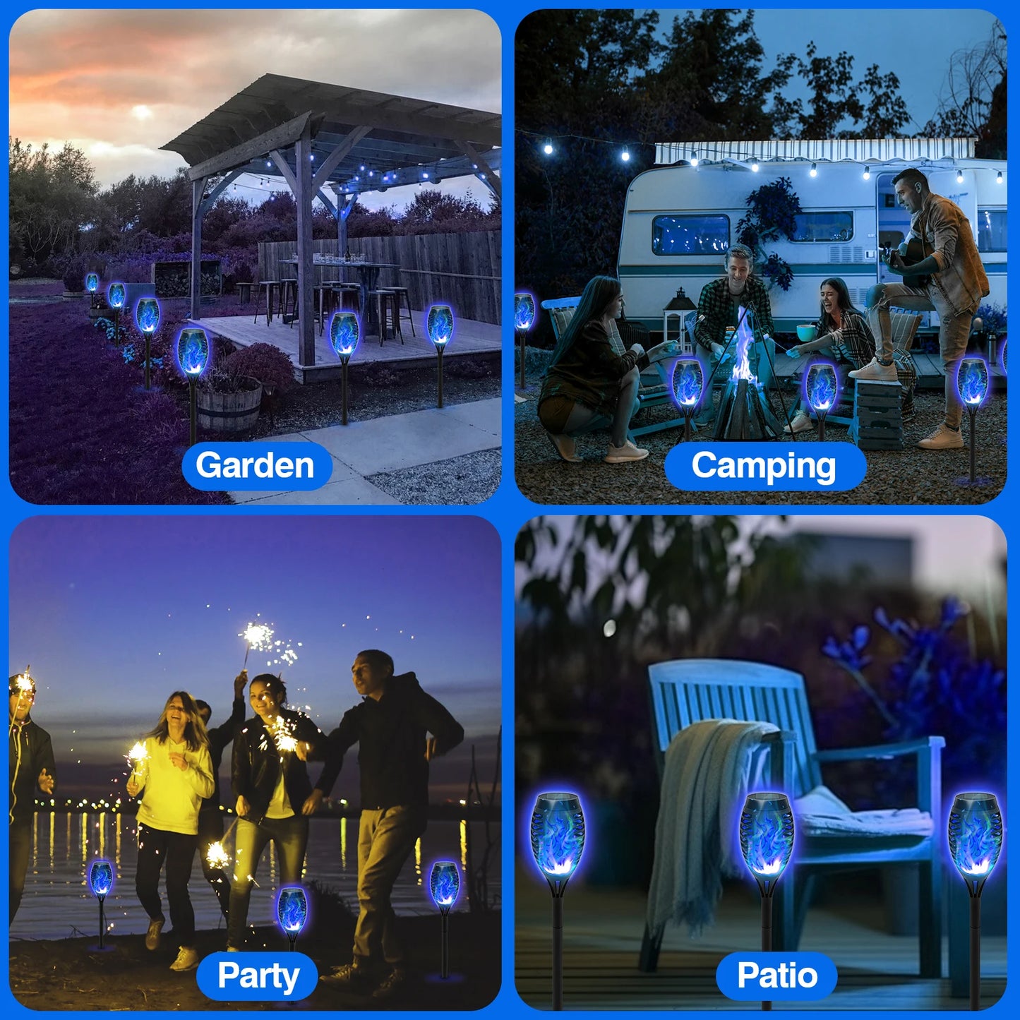Solar Torch Lights 8 Pack Flickering Flame Waterproof Garden Decor
