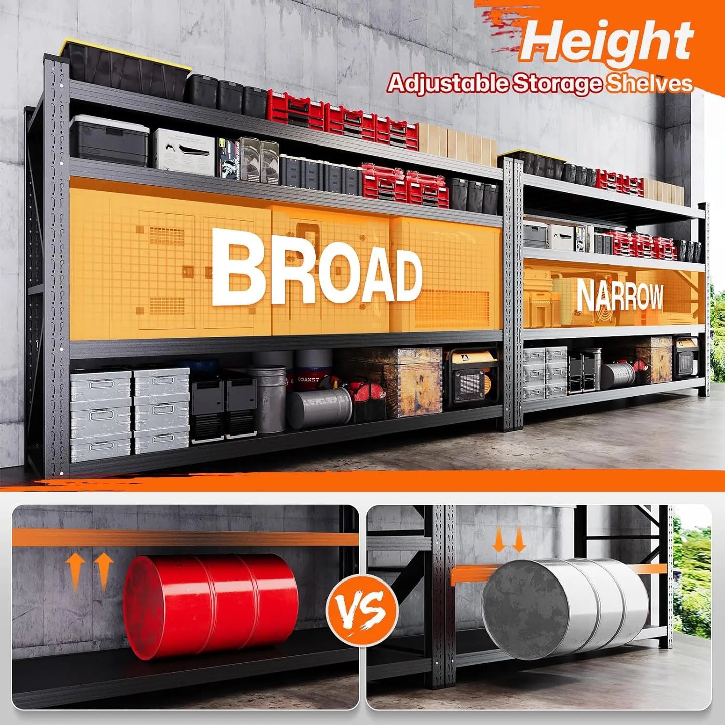 Garage Shelving Units Heavy Duty Metal Adjustable Storage Shelves