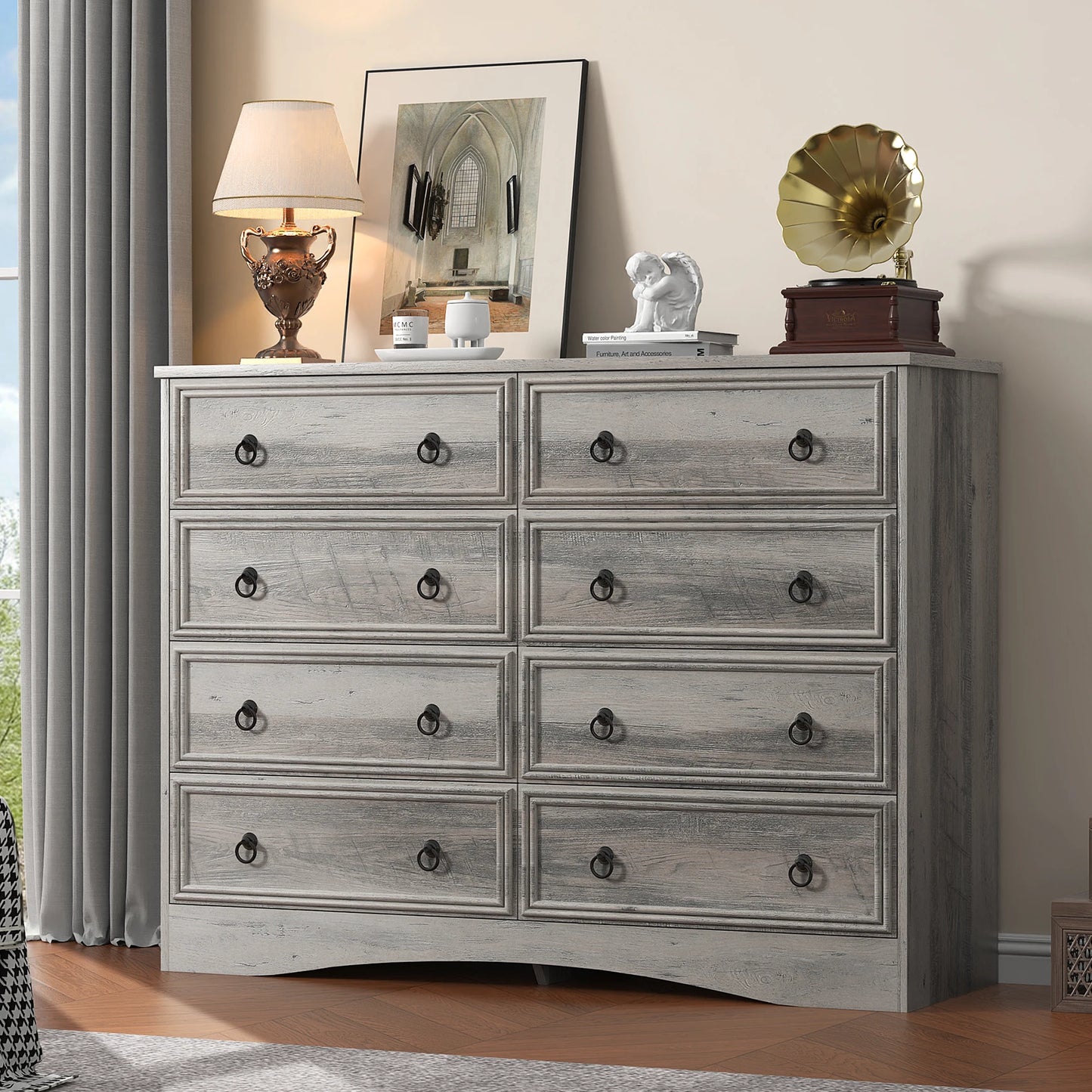 BIGBIGLIFE 8 Drawer Dresser Wood Bedroom Storage Organizer