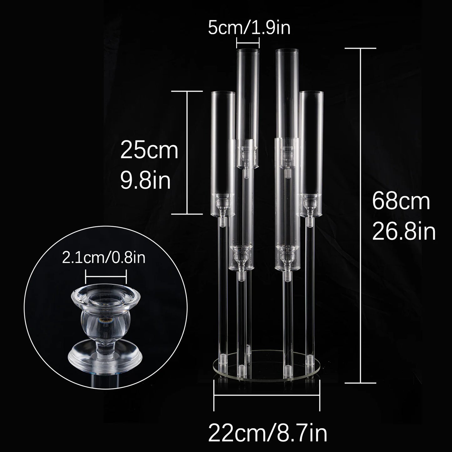 VINCIGANT Six Arm Acrylic Candelabra LED Candle Holder