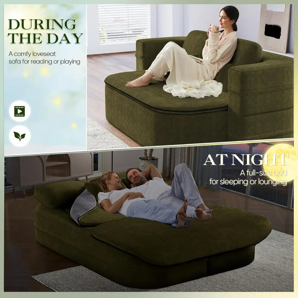 Convertible Sleeper Sofa Bed Futon Couch Folding Chenille Modern