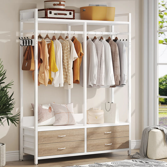 Tribesigns Freestanding Closet Organizer Garment Rack With Drawers And Hooks