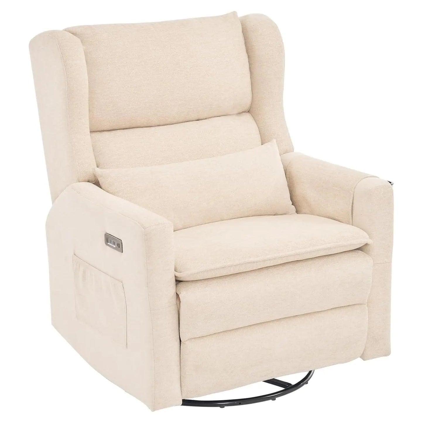 Power Swivel Glider Recliner Chair With Headrest And Lumbar