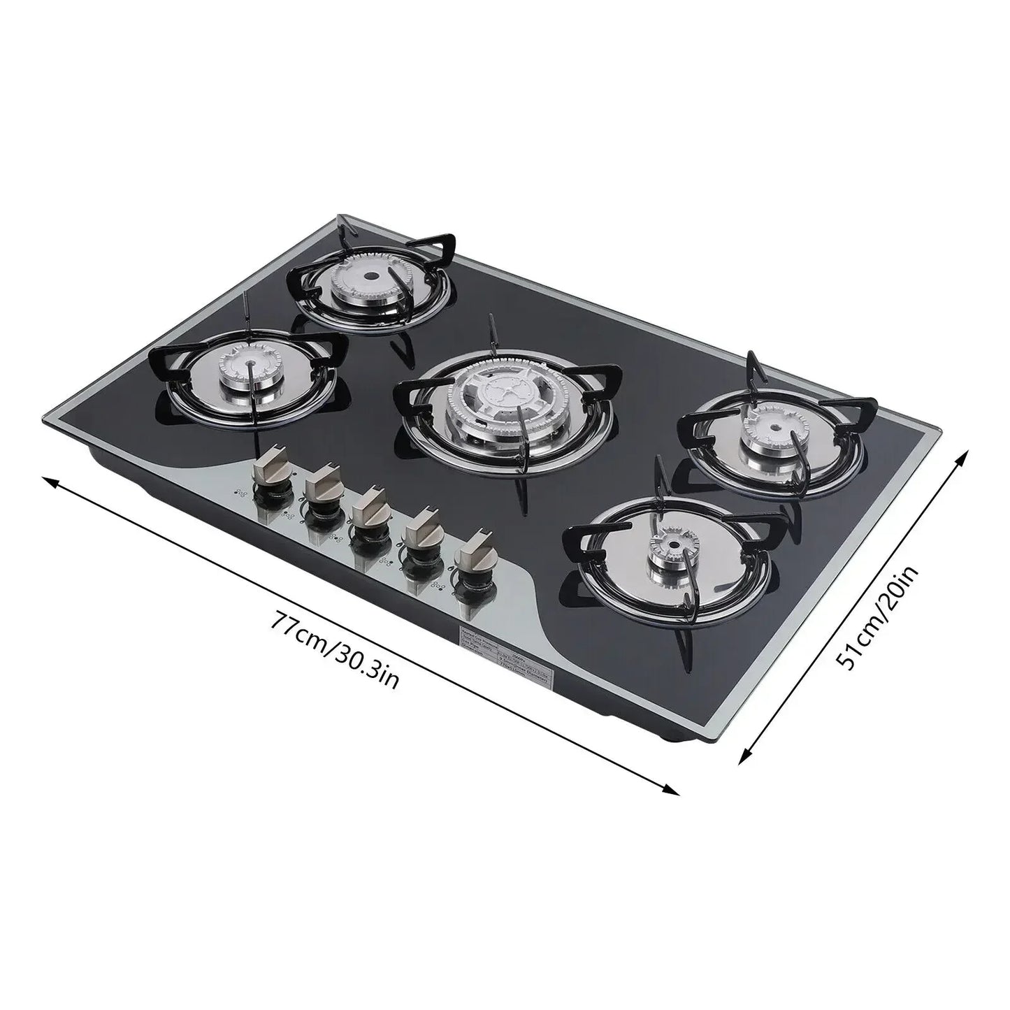 Five Burner Electronic Pulse Ignition Gas Cooktop Countertop Stove