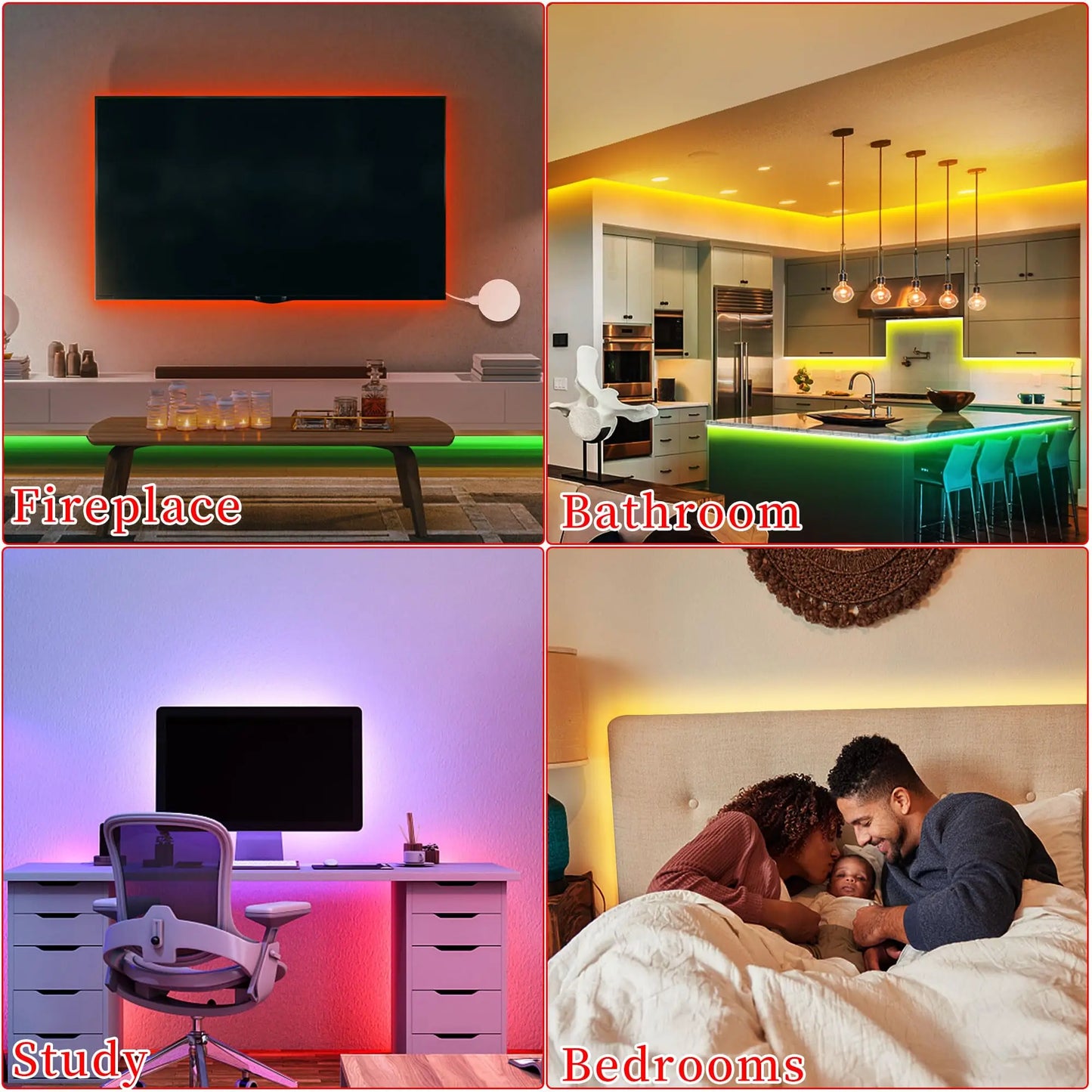 RGB LED Strip Lights With Music Sync Remote And App