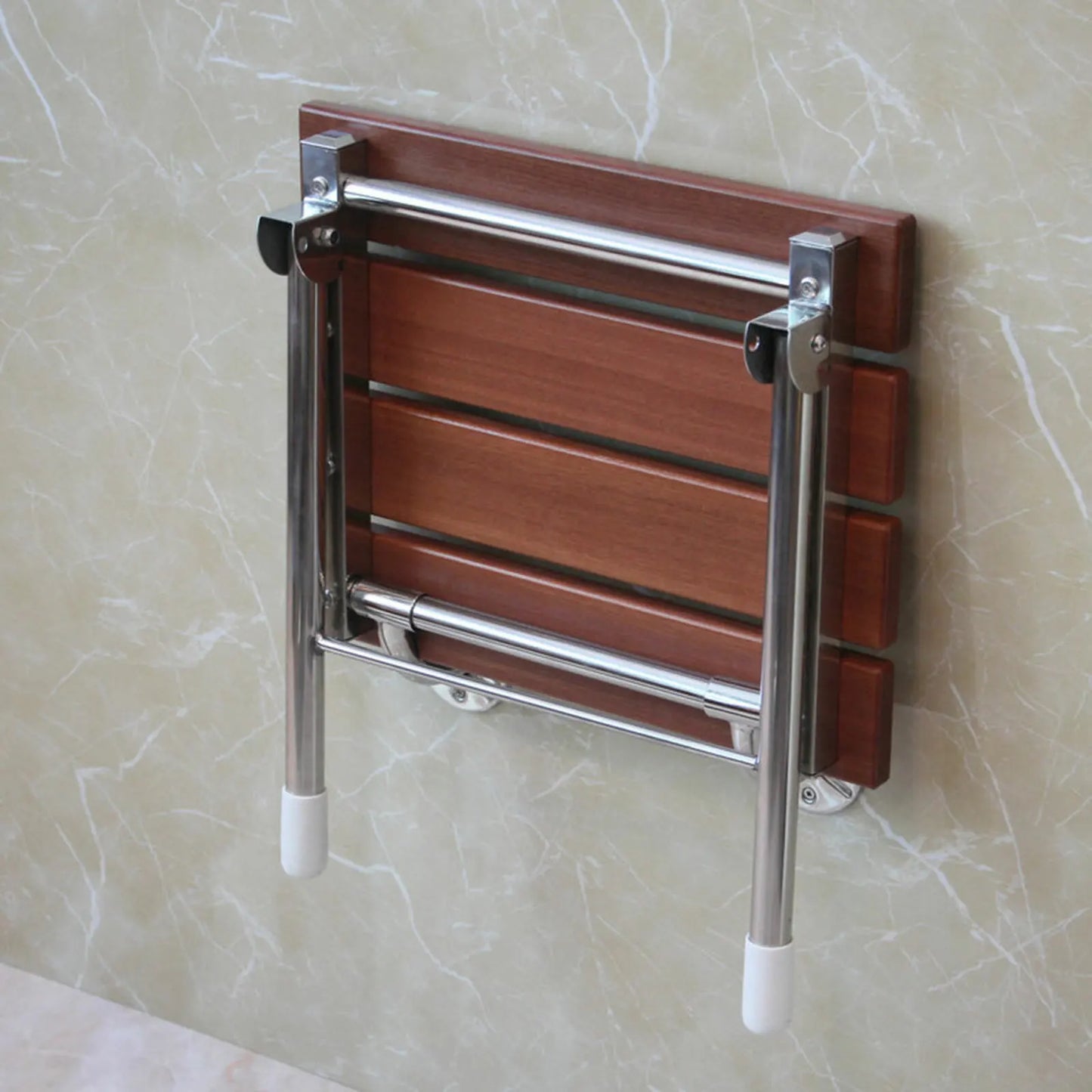 Fold Down Shower Seat Wall Mounted Solid Wood Bench