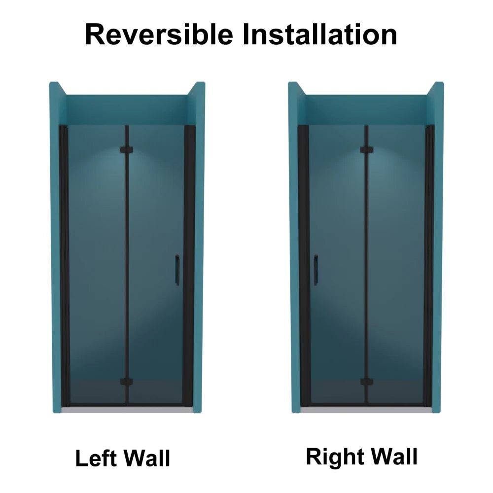 Bi-Fold Semi-Frameless Shower Door Matte Finish With Clear Glass