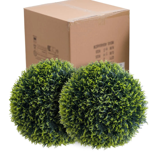 Studyset Topiary Balls Outdoor Set of 2 Artificial Cedar Balls for Decor