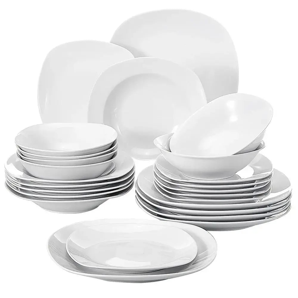 MALACASA Elisa 24 Piece Ceramic Porcelain Dinner Set For 6