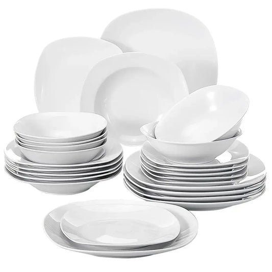 MALACASA Elisa 24 Piece Ceramic Porcelain Dinner Set For 6