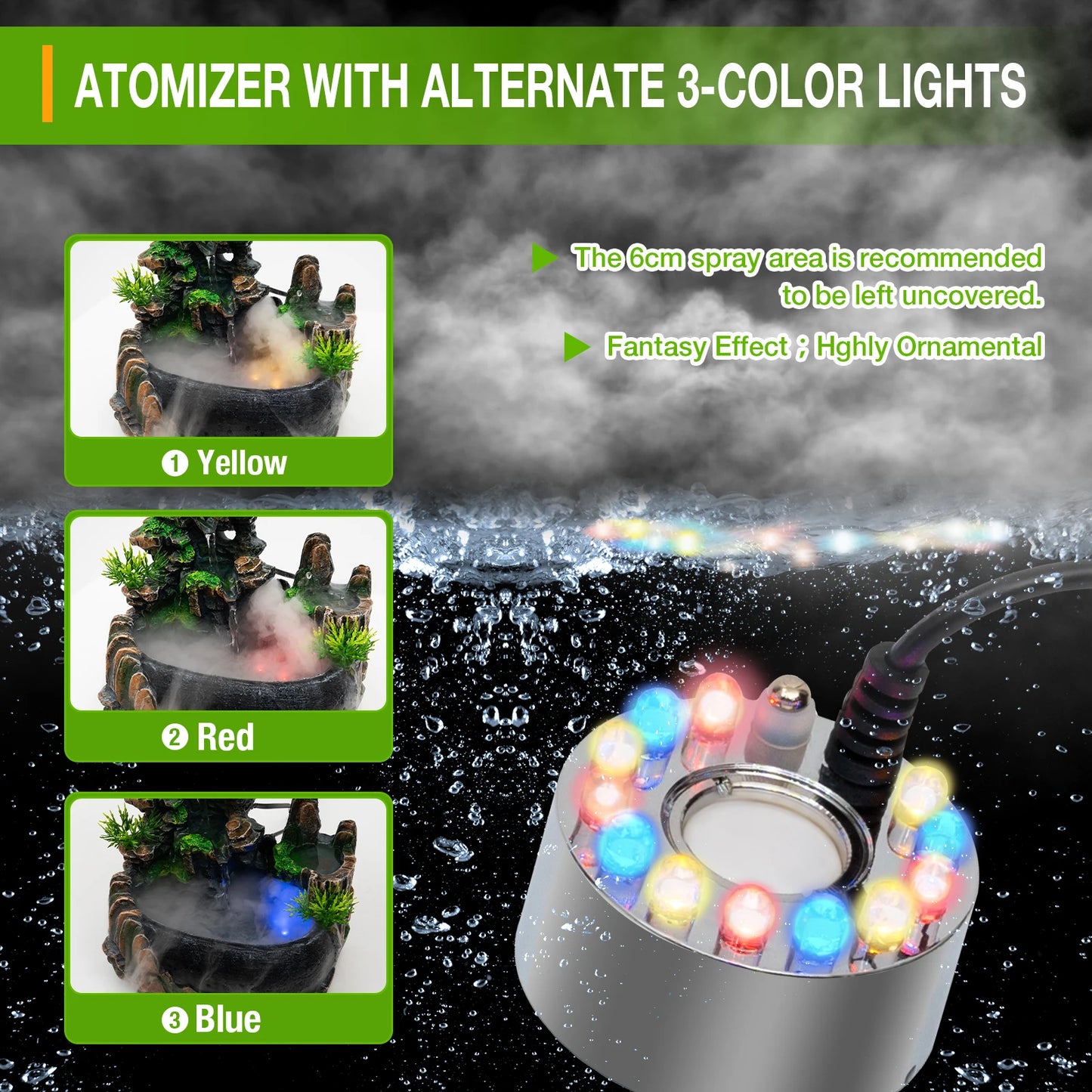 Indoor Tabletop Waterfall Fountain With Led Lights Atomizer And Pump