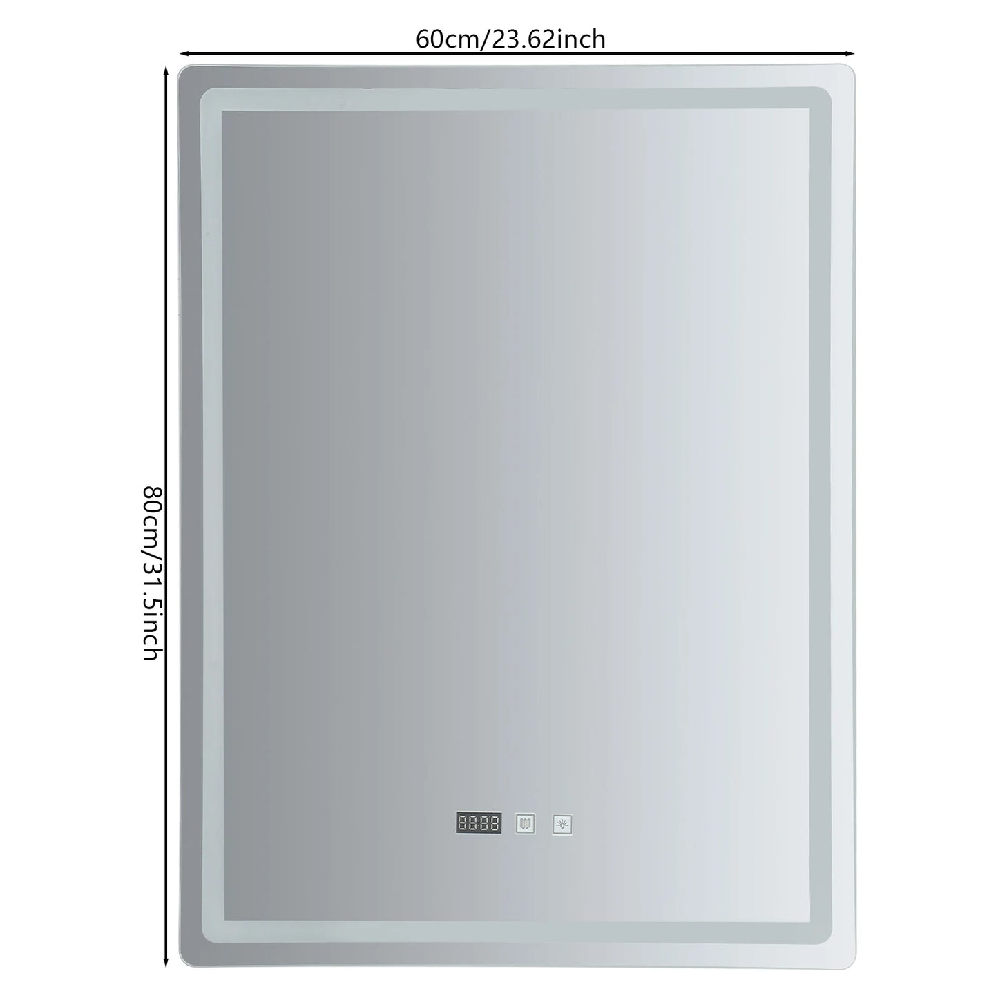LED Bathroom Mirror Anti Fog Wall Mounted Lighted Time Temperature