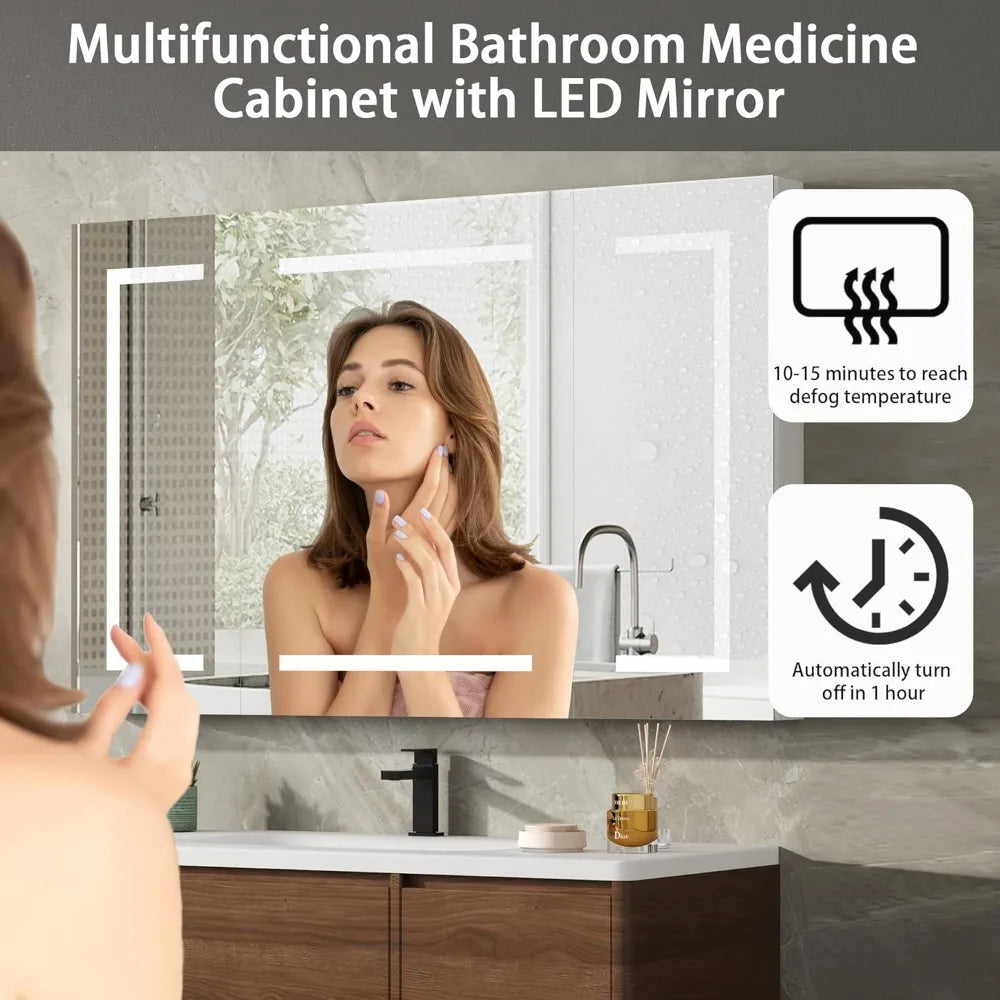 LuxeMerge LED Mirror Medicine Cabinet For Bathroom