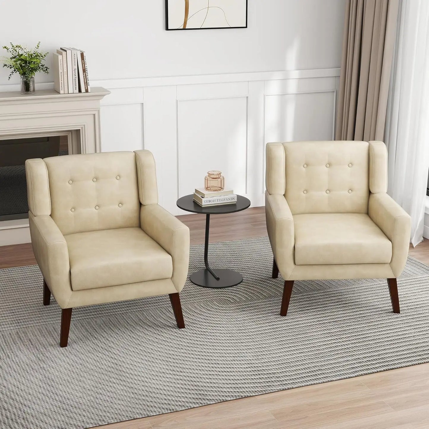 PU Leather Accent Chairs Set Of 2 Modern Armchairs