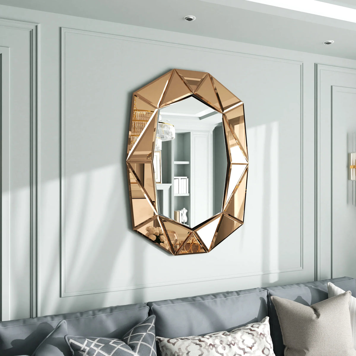 Wisfor Irregular Beveled Diamond Edge Glass Wall Mirror