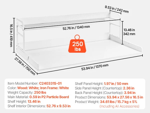 SucceBuy Washer Dryer Countertop Shelf With Drawer For Laundry Room